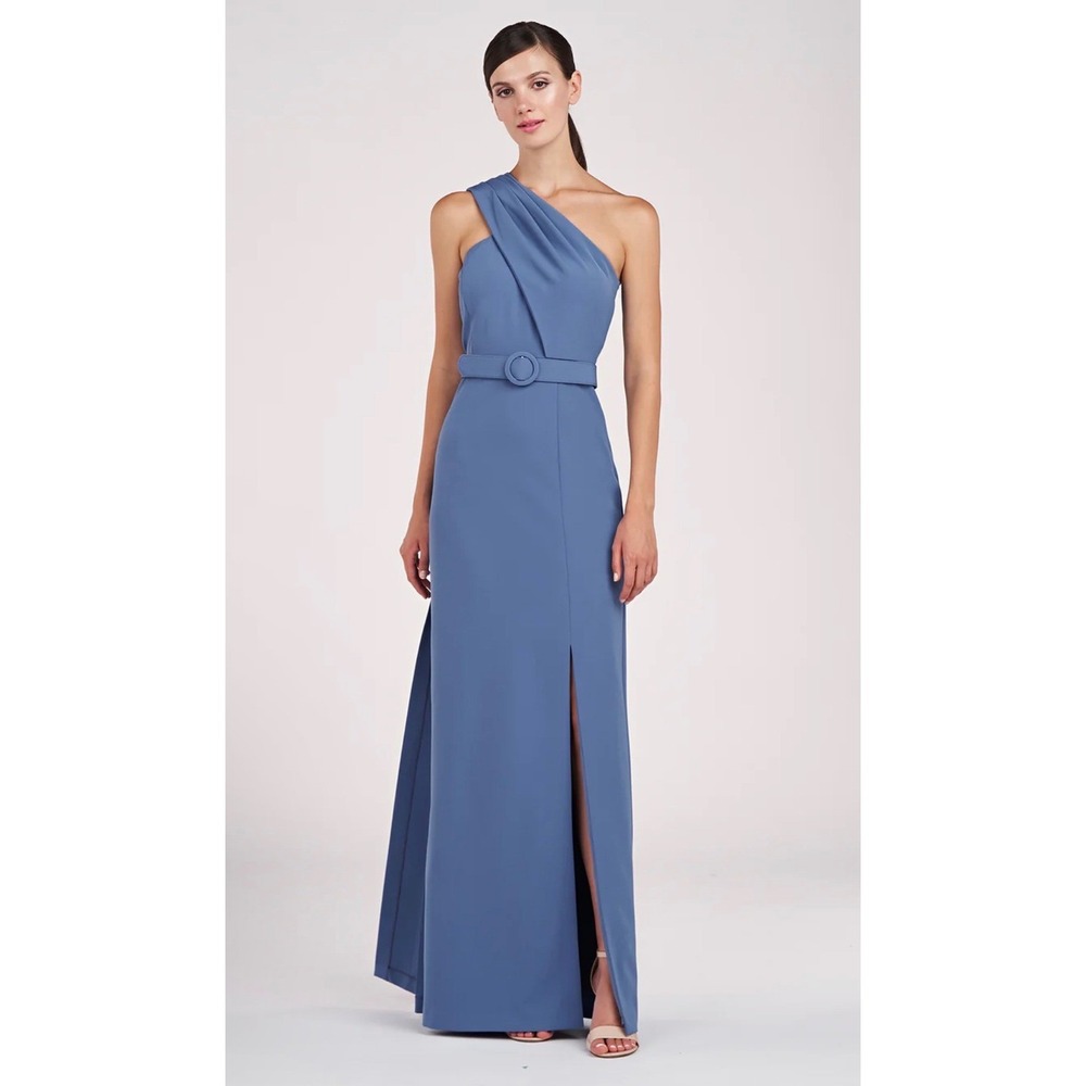 Kay Unger Bowie One-Shoulder Gown Mediterranean Blue Size‎ 2 NWT